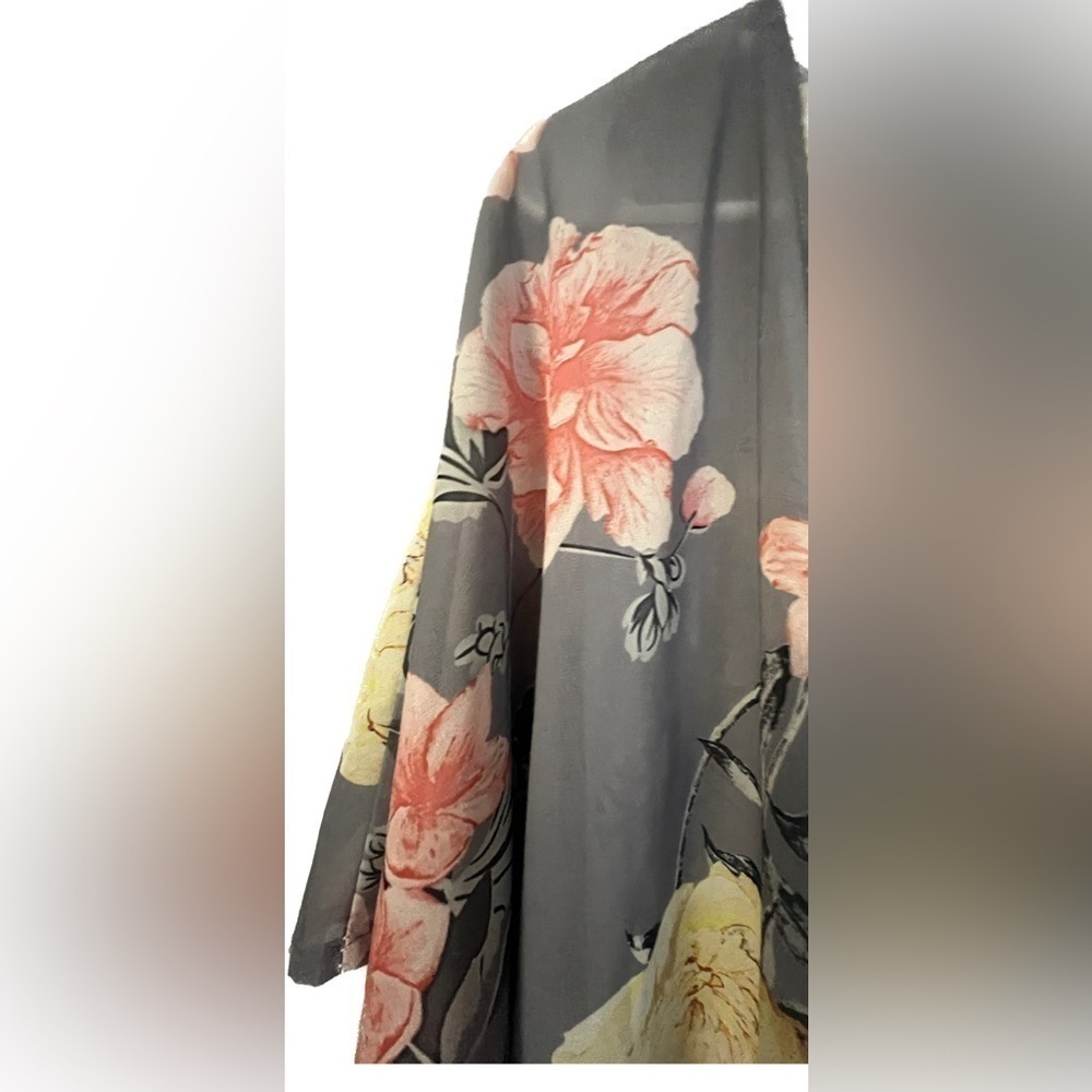Women’s Beach Cover Dress Cover Floral sheer kimono open front Medium - Picture 3 of 8